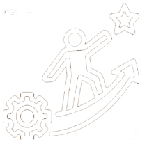 Icon Person, Zahnrad, Pfeil und Stern